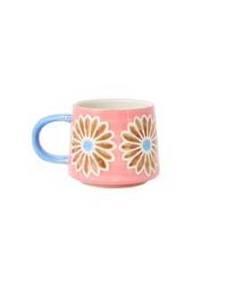 Pink & Brown Flower Ceramic Mug £12.5