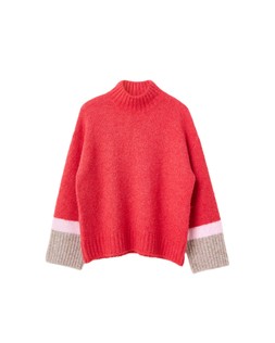 Red Colour Block Funnel Neck Knitted Jumper £65