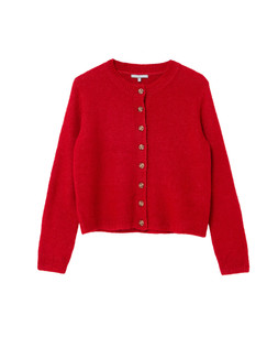 Red Crew Neck Fluffy Knitted Cardigan £65