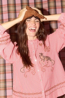 Red & White Striped Leopard Embroidered Shirt £65 (3) 1962260