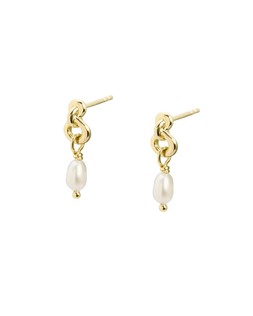 Rita Pearl Double Loop Gold Plated Drop Earrings £39.5
