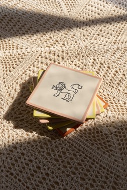 Shrimps x Oliver Bonas Pink Lion Tile Coaster £7.50