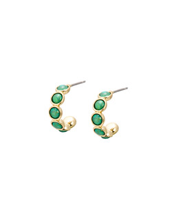 Skylar Circular Green Stone Detail Hoop Earrings £14.5