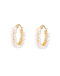 Sukie Faux Pearl Detail Gold Tone Hoop Earrings £18
