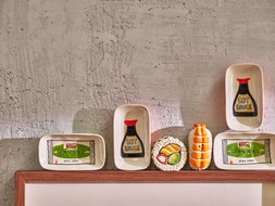 Sushi Salt & Pepper Shakers £19.5 & Wasabi Dipping Dish £6.5 & Soy Sauce Dipping Dish £6.5