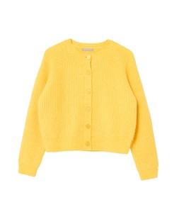 Yellow Ribbed Crew Neck Knitted Cardigan £65