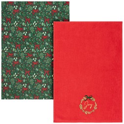 2PK VELOUR TEA TOWELS- JOY BOW PRINT £4 (437383)