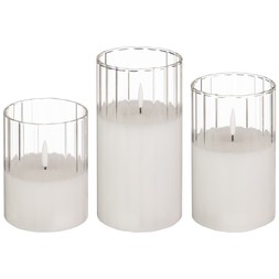 B&M HOME SS26 // JAPANDI CALM // 3PK LED CANDLES WITH RIBBED CLEAR GLASS // £10 //
