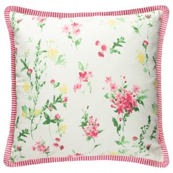 B&M HOME SS26 // COUNTRY RUSTIC // FLORAL STRIPE EDGE CUSHION // £10 //
