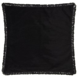 B&M HOME SS26 // JAPANDI CALM // VELVET FRINGE EDGE CUSHION - BLACK // £8 //