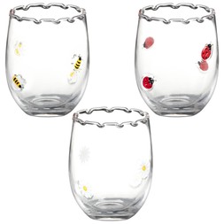 B&M HOME SS26 // GARDEN LIFE DINING // SCALLOP EMBOSSED TUMBLER - BEE, LADYBIRD & DAISY // £3 EACH //