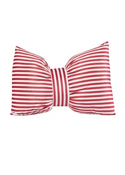 40X60Cm Bow Cushion Cotton Velvet - Red-White