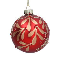Red-gold mistletoe glass bauble