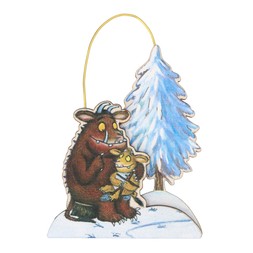 Wooden snow scene Gruffalo and child decoration