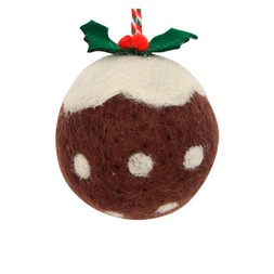 Wool mix brown christmas pudding decoration