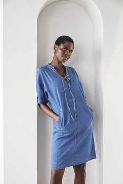 Denim Tie Front Mini Dress £26