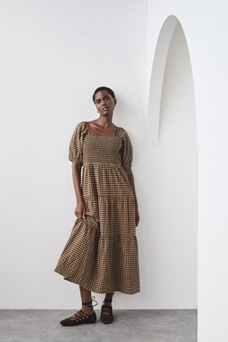 Check Puff Sleeve Maxi Dress £28