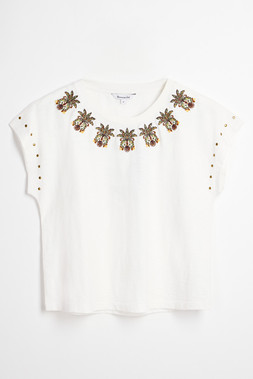 Embroidered Stud Detail T-Shirt £18