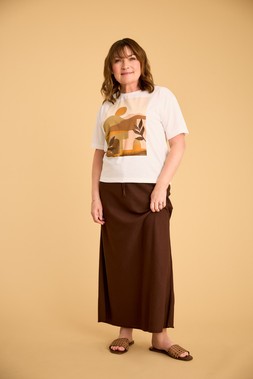 Abstract Print T-Shirt £14 & Tie Waist Linen Skirt £20