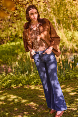 Suedette Jacket £50 | Soft Touch Floral Top £18 | Flared Jeans £25- Available from 9th August 2026