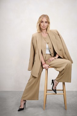 Womens Camel Linen Blend Blazer