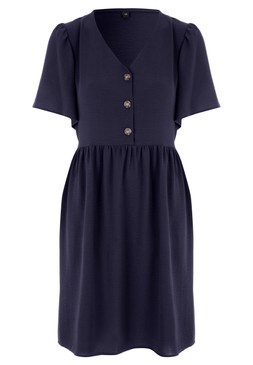 Navy Button Front Mini Dress