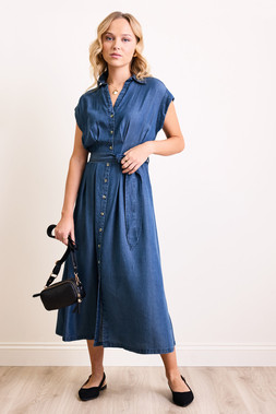 Blue Denim Look Shirt Dress