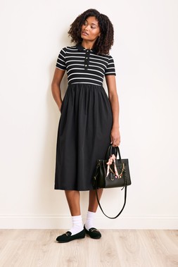 Black Stripe 2 in 1 Midi Dress