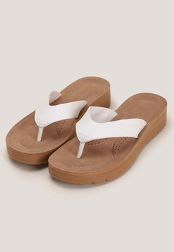 Womens White Toe Post Comfort Sandals