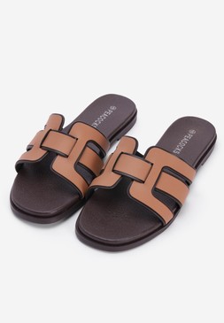 Womens Brown Geo Strap Sandals