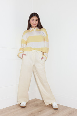 Older Girls Yellow Stripe Rugby Sweat Top