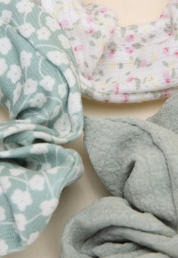 3pk Sage Floral Scrunchies