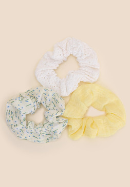 3pk Lemon Yellow Scrunchies