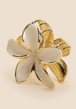Cream Flower Claw Hair Clip