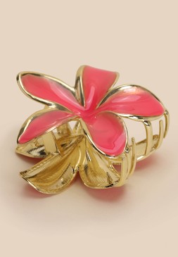Womens Pink Flower Claw Hair Clip