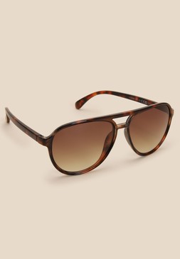 Womens Brown Tortoise Aviator Sunglasses