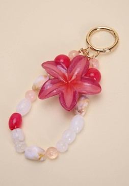Womens Pink Flower Bag Charm