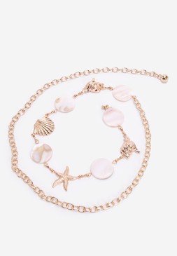 Womens Gold Shell Chain Belt