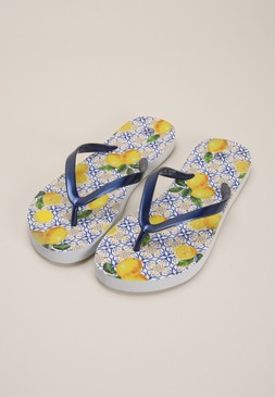 Blue Lemon Print Flip Flop Sandal