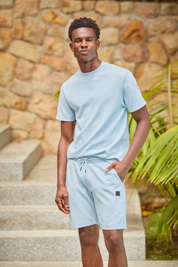 Mens Blue Compact Textured T-Shirt £8