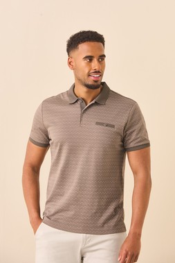 Mens Brown Ditsy Polo Shirt £18