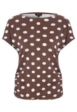 Womens Chocolate Brown Polka Dot Drape Top £14