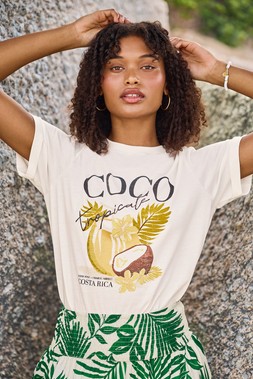 Womens Cream Coco Cotton T-Shirt £11.20