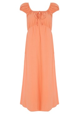 Womens Orange Linen Look Milkmaid Dress £30