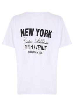 Womens White Fifth Avenue Cotton T-Shirt. £14