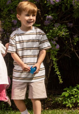 Younger Boys Mocha Stripe Cotton T-Shirt £4 1
