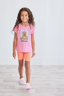Younger Girls Pink Capybara Cafe Glitter T-Shirt £3.50 1