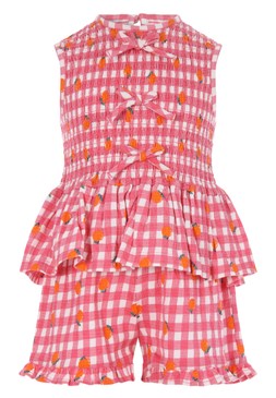 Younger Girls Pink Gingham Bow Top and Shorts Set £12
