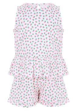 Younger Girls White Floral Peplum Top and Shorts Set £8
