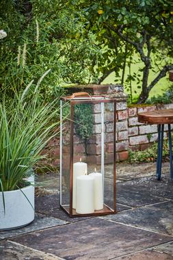 HAMPTON TALL LANTERN IN COPPER H40CM W18CM &pound;59.99